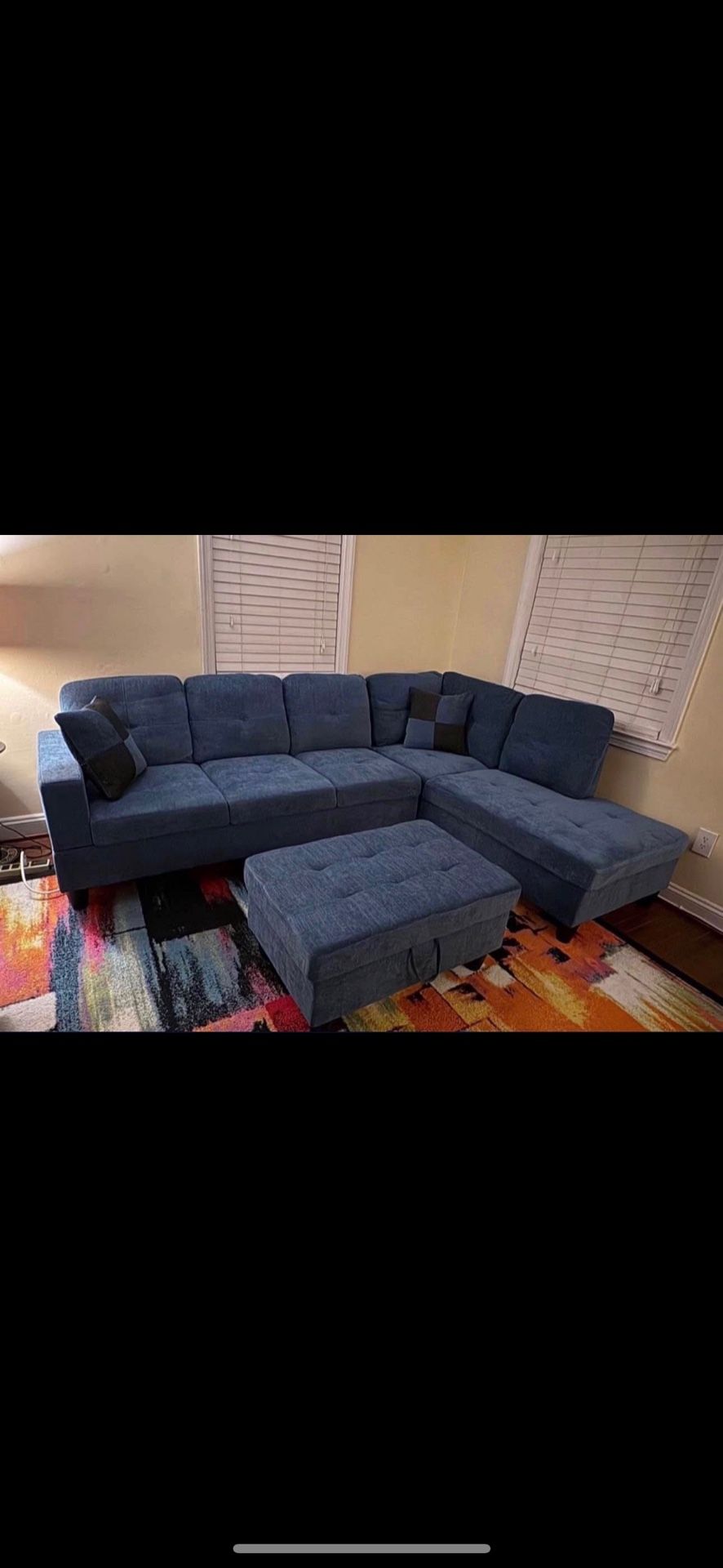 Blue Microfiber Sectional Couch