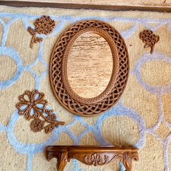 Vintage Faux Rattan Mirror Set