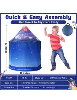 Rocket Ship Space Pop Up Play Tent for Kids-Astronaut Pretend Playhouse Gift for 3-5 Year Old Girls Boys $20