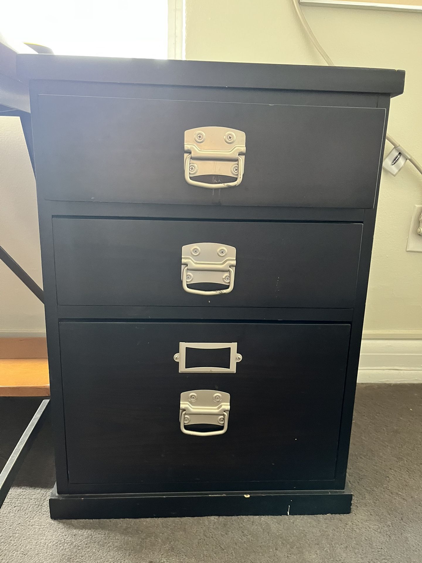 Black filing cabinet
