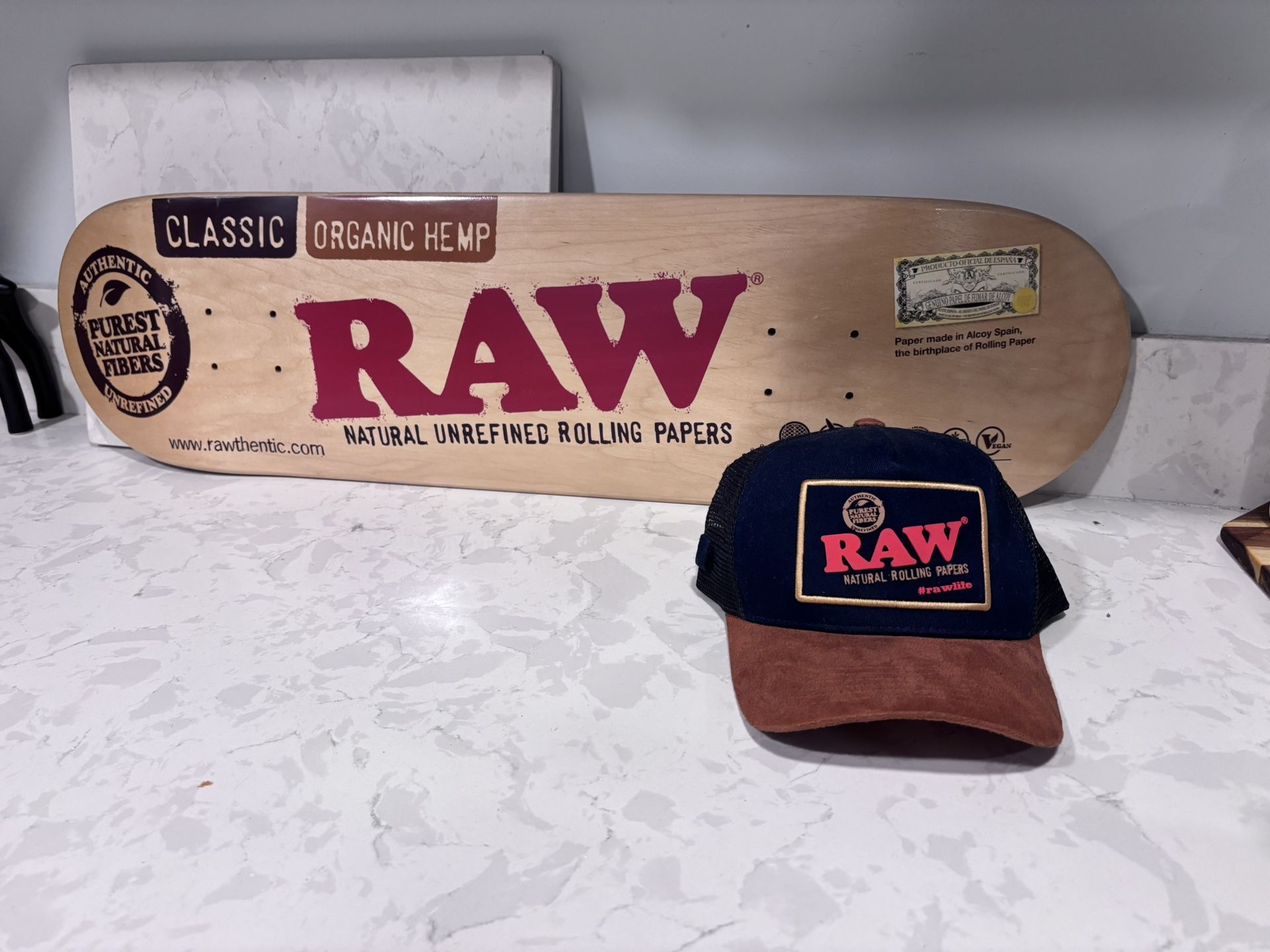 Raw Papers Skateboard & Hat