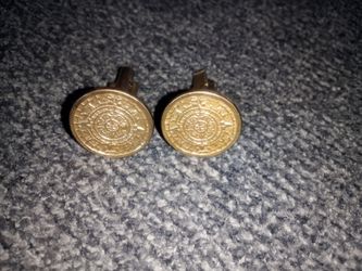 Aztec Calendar Cufflinks Gold Tone