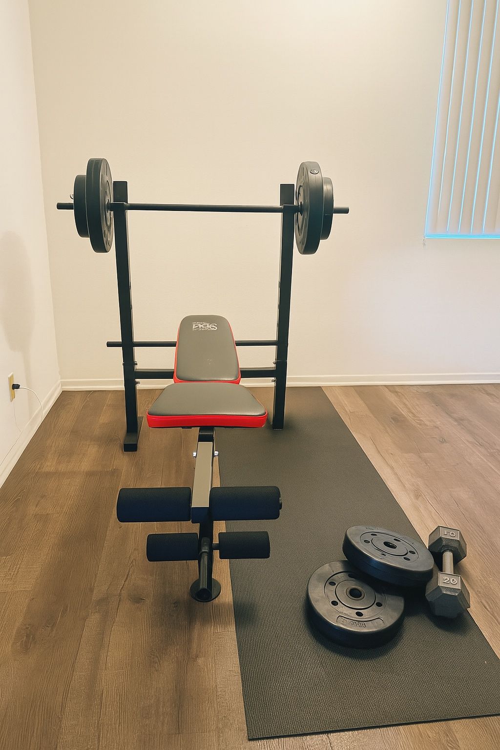 Full Fitness Bench with Weights + Bonus 20lb Dumbbell – All-in-One Workout Setup!