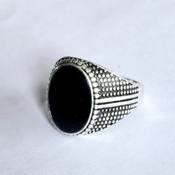 TITANIUM FOREVER WEAR SILVER MENS BLACK ONYX NEW SIZE 8 ELEVATE YOUR STYLE RING