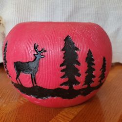 Large Carved Red Wax luminary 