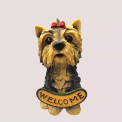 Scottie Puppy Dog W/ Welcome Sigh 7" Resin Statue Figurine
