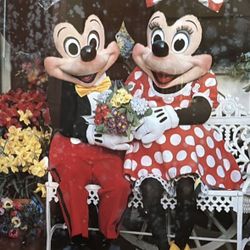 Vintage 1990's Disney Mickey and Minnie Mouse Framed Poster