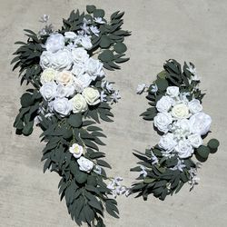 Arch Garland With Eucalyptus and White Roses for Wedding, Birthday, Special Occasion, Event, Party Decoration 
