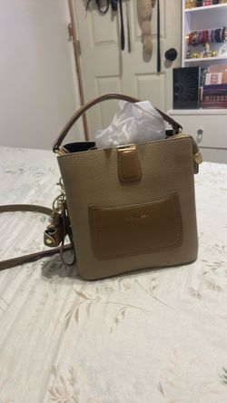 Small Tan Structured Handbag with Crossbody Strap