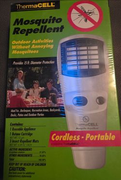 THERMACELL Mosquito Black Flies Repellent 15 Ft Diameter Cordless Portable White