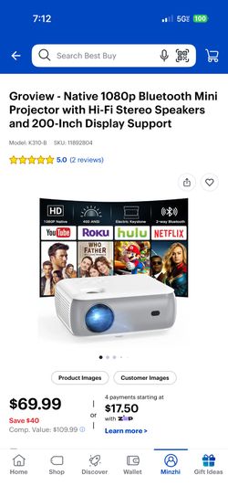 Groview Native 1080P Bluetooth Mini Projector
