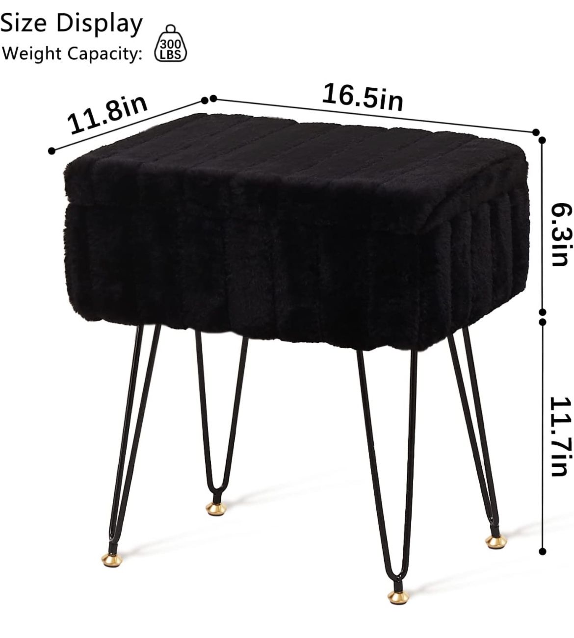 Faux Mink Fur Storage Ottoman
