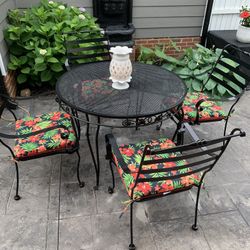 Restored - Gorgeous Five Piece Wrought Iron Dining Set