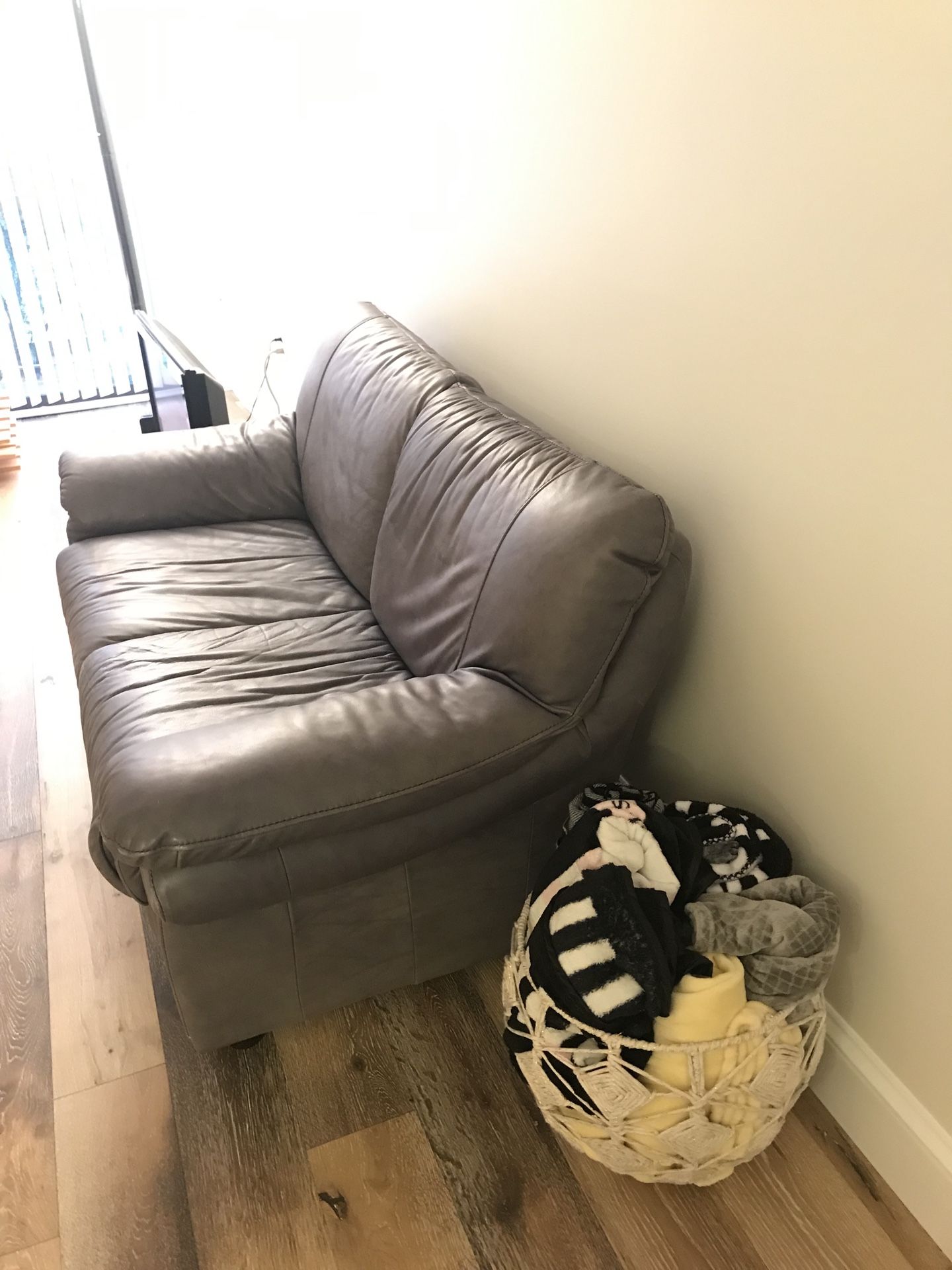 Leather Grey Couch