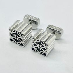 Auth LOEWE Silver Monogram Earrings Classy Luxury Designer Minimal