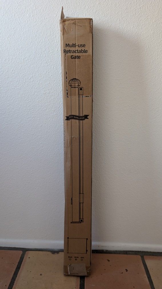 White 42 Inch Extra Tall Retractable Baby/Pet Gate with Reinforced Strips, 55 Inch Wide