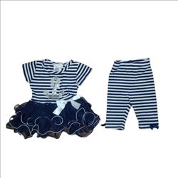 Bonnie Baby Sailor Navy Blue Sequin Anchor Tutu Dress Leggings Set 3-6M Costume