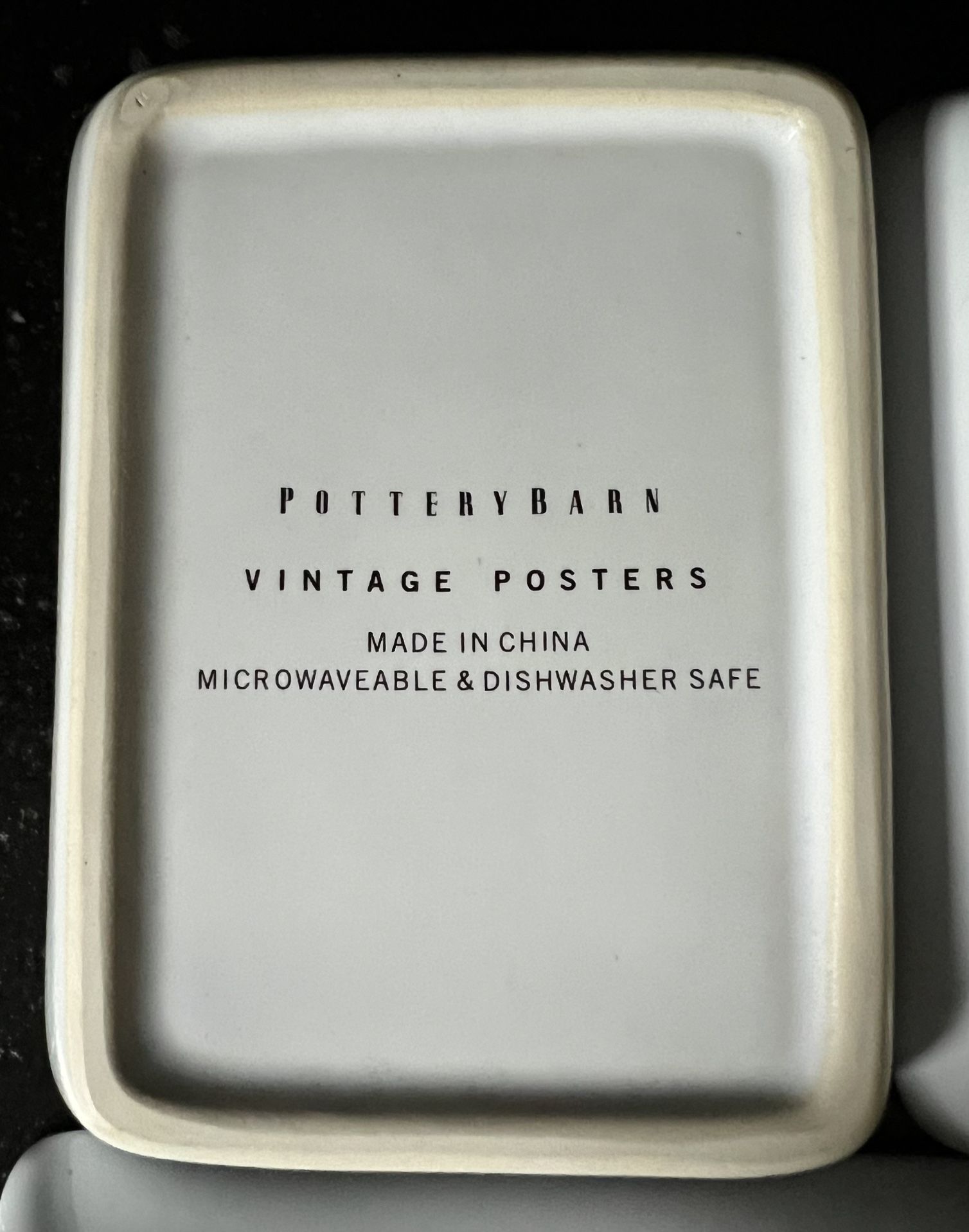Pottery Barn Vintage Posters Serving Tray w/ Appetizer Dish Plates for