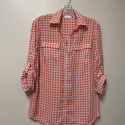 Women’s NEW YORK & CO. 100% Polyester Button Up Sleeves Button Down Blouse… Size Small