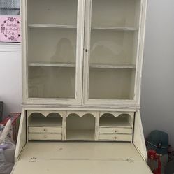 Vintage Secretary Desk Curio Cabinet