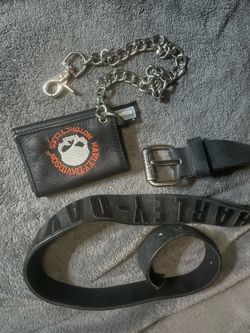 Harley Davidson belt and  wallet  both genuine leather