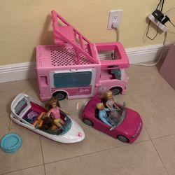 Barbie Camper, Boat, and Car Bundle