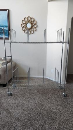2-Tier Stainless Steel Heavy Duty Carton Cart/Boxes, Art Stand Unit Storage Rack with Wheels and Dividers