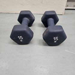 Pair of 15 lb hex dumbbells