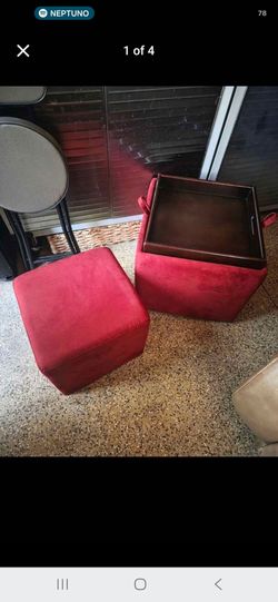 Red small storage bench