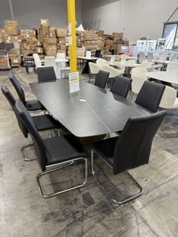 Modern Stylish Sintered Stone Dining Table 93.7’’ with 8 Chairs (2.4)