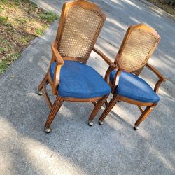 Pair of Vintage Cane Back Arm Chairs