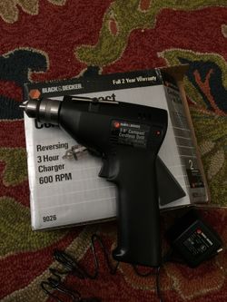 Black &Decker 3/8 in. Compact Cordless drill, with a built in rechargeable battery.