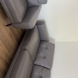 2 Piece Gray Leather Couches
