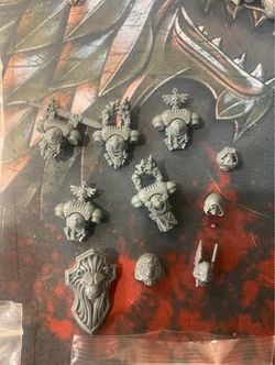 3D Printed Dark Angels 40K bits includes heads, shoulder pads, and back bits