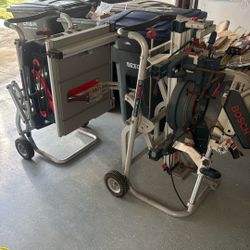 Bosch Table Saw And 12" Chop Saw On Gravity Rise Stands 