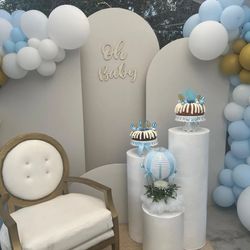 Cylinder White Party Cake Pedestals Stands, For Event, Party, Birthday, Wedding Decorations 