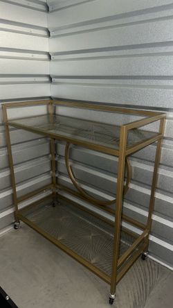 Glass Bar Cart, Gold Finish