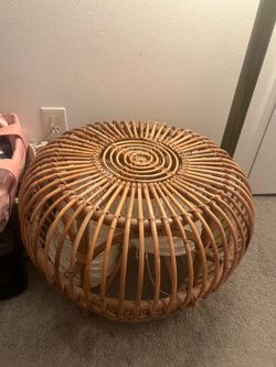 Boho Rattan Accent Table / Decorative Ottoman
