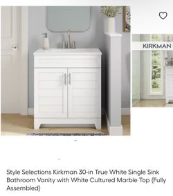 Style Selections Kirkman 30-in True White Single Sink Bathroom Vanity with White Cultured Marble Top (Fully Assembled)