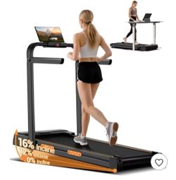 4-in-1 Foldable Walking Pad with Handle, 14% Incline Under-Desk Treadmill for Home, 2.5 HP Quiet Brushless Motor