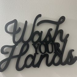 “Wash Your Hands” Wood Bathroom Sign
