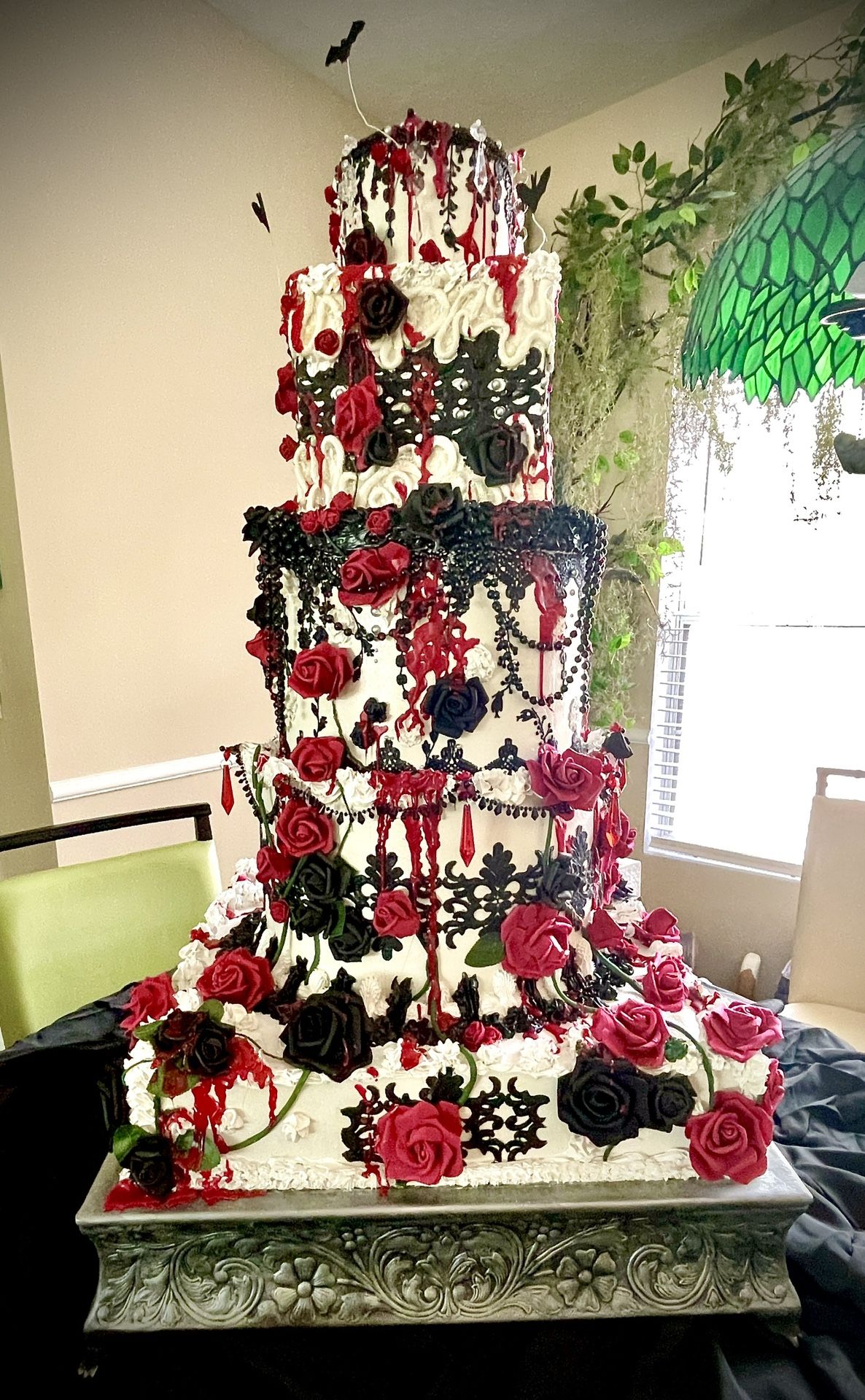 Wedding Cake(fake cake) Gothic, Halloween, Unique Event Decor,