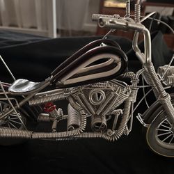 Wire Sculpture Of A Harley 
