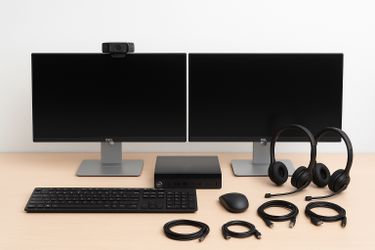 Brand New Dell Optiplex Micro PC Full Setup w/ Dual Monitors, Webcam, Headset + More