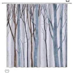 Fabric Shower Curtain With Hooks  Brand New