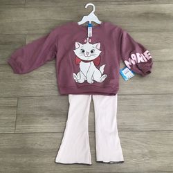 NWT~DISNEY~The Aristocats Girls 2-Piece Marie Long Sleeve Top & Leggings Set~Size 4~Brand New