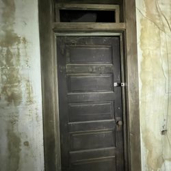 Antique 5 Panel Solid Wood Doors With Transom window 