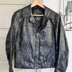 Vintage Mens Leather Jacket, Motorcycle, Biker, Size 44, Ambassador