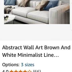 Abstract Wall Art Brown And White Minimalist Line Framed Printed Artwork Abstract Canvas, 29”x58”