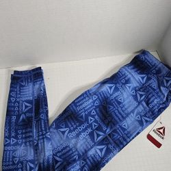 Womens Lg Reebok Strong Blue Everyday Athletic Leggings 